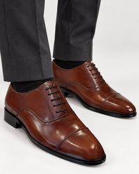 Tan Brown Cap-Toe Derby
