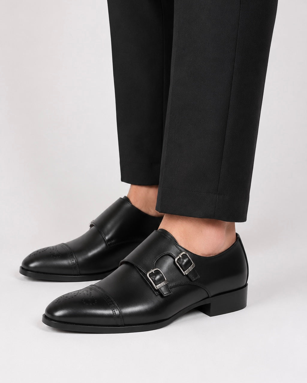 Black Double Monk-Strap Brogue