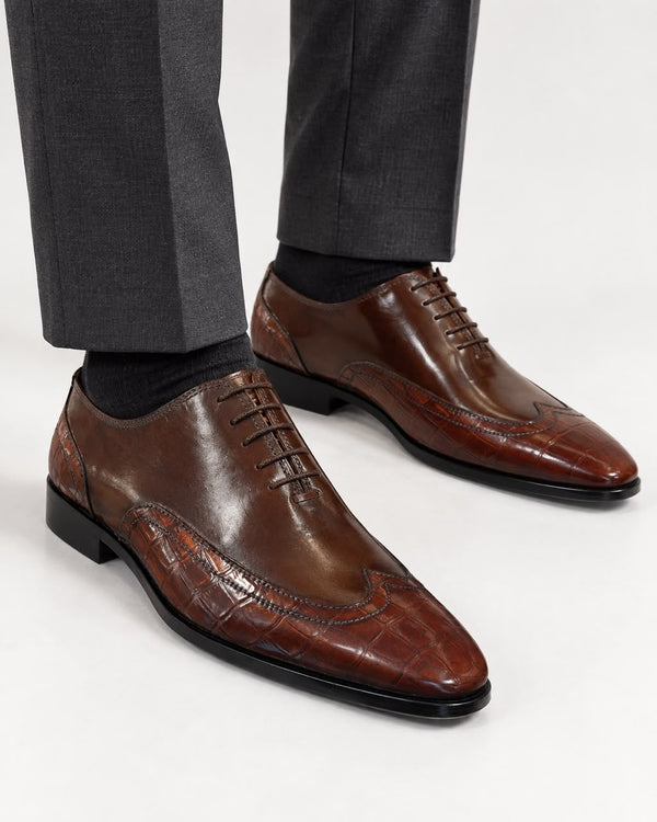 Brown Crocodile-Panel Oxford