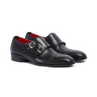 Black Double Monk-Strap Brogue - detail