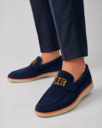 Navy Metallic Ornament Loafer