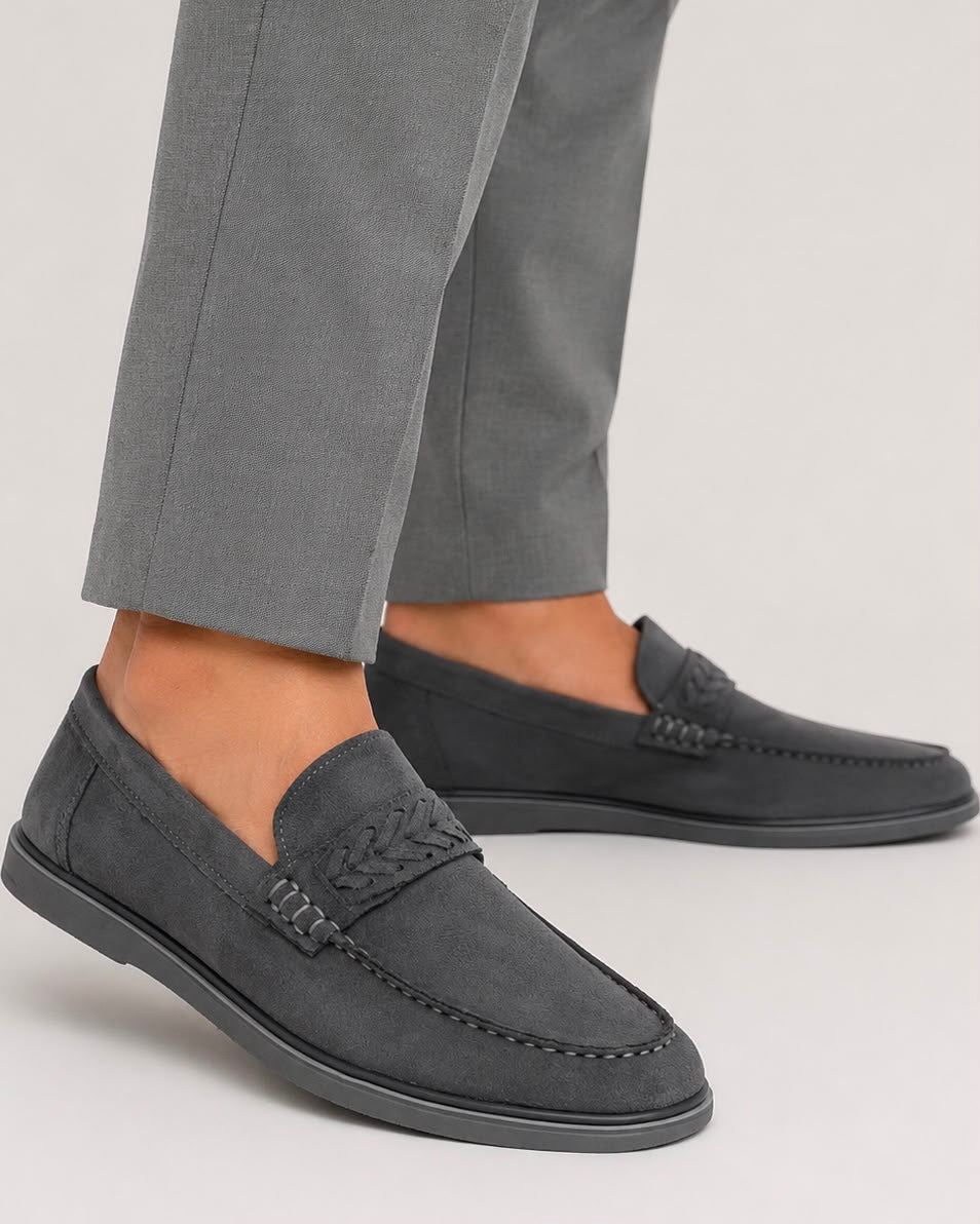 Grey Textured Vamp Loafer