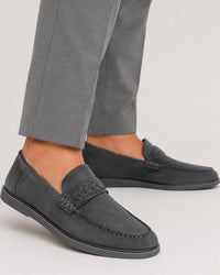 Grey Textured Vamp Loafer