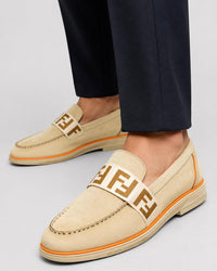 Cream Patterned Strap Loafer