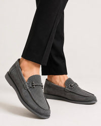 Grey Perforated Ornament Loafer